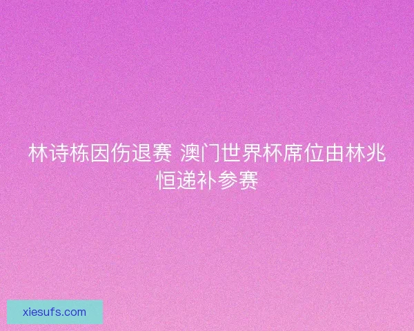 林诗栋因伤退赛 澳门世界杯席位由林兆恒递补参赛