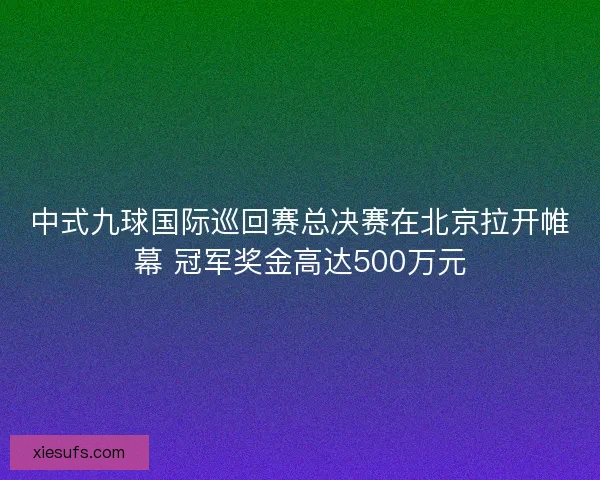 中式九球国际巡回赛总决赛在北京拉开帷幕 冠军奖金高达500万元